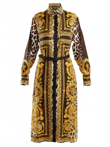 VERSACE Baroque and animal-print silk-twill shirtdress ~ chic printed shirt dresses