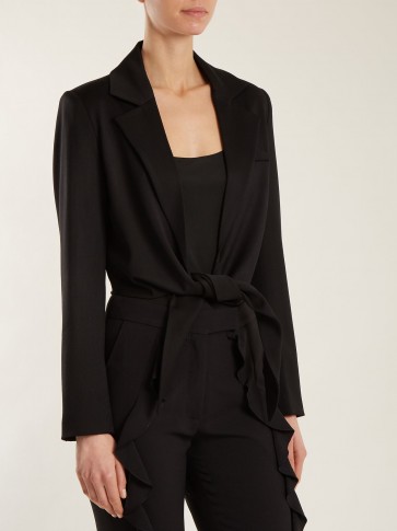 OSMAN Bette tie-waist wool-blend jacket ~ chic black jackets