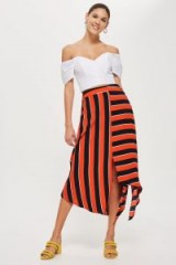 Topshop Bold Stripe Hanky Hem Skirt | red and black striped asymmetric skirts