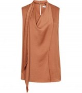 Reiss CLAIRE DRAPE-DETAIL SLEEVELESS TOP BRONZED BLUSH