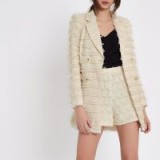 River Island Cream fringed double breasted jacket