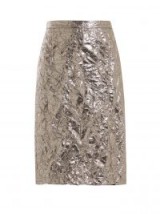 SIES MARJAN Cynthia crinkled-finish skirt ~ metallic-silver pencil skirts