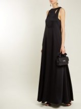 VALENTINO Black Double-layered hammered-satin gown