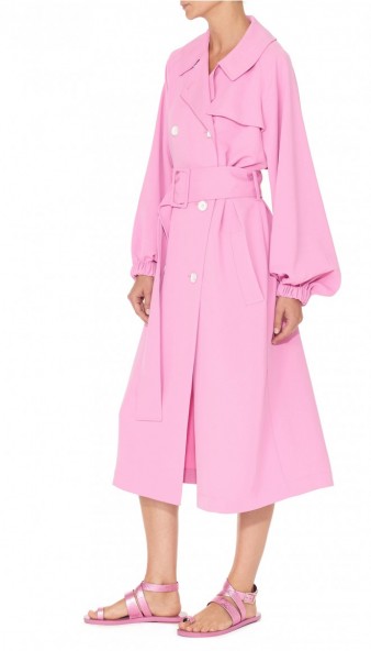 TIBI DRAPE TWILL TRENCH – pink balloon sleeve coats