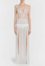 LA PERLA ELEMENTS Off-white silk georgette night dress with lurex embroidery – sheer luxe nightdresses – luxury nightwear