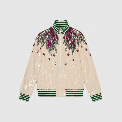 GUCCI Embroidered sequin jacket | luxe bomber jackets