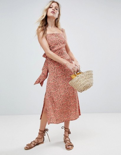 Faithfull Floral Slip Dress ~ pink boho tie back dresses