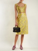 PRADA Yellow Floral-brocade pencil skirt ~ metallic-gold flowers