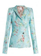 HALPERN Light-Blue Floral-jacquard single-breasted jacket ~ metallic jackets