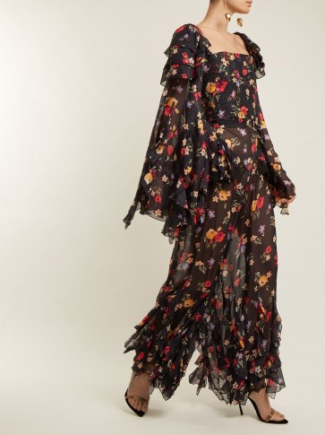 RODARTE Floral-print wide-leg silk-blend chiffon trousers ~ sheer floaty pants