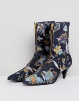 Gestuz Palm Print Fabric Sock Boots / black floral ankle boot