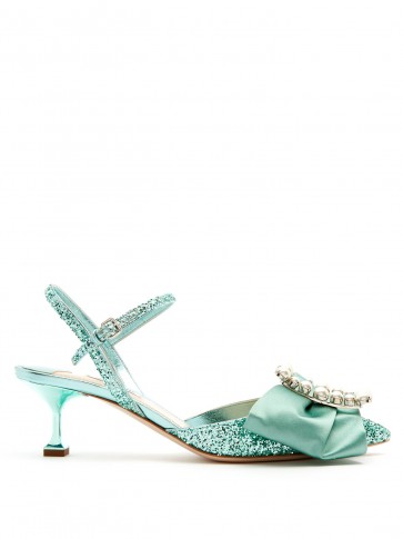 MIU MIU Glitter and buckle-embellished point-toe sandals