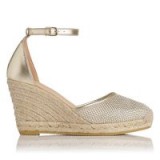 L.K. Bennett HALLE SOFT GOLD ESPADRILLE SANDALS / gold wedges