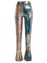 HALPERN High-rise blue, pink and gold sequin-embellished skinny trousers