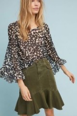 Maeve Holma Utility Flounce-Hem Skirt | green flippy skirts