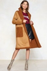 NASTY GAL In the Fur-eseeable Future Shearling Coat ~ camel coats