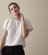 REISS JOSIE RUFFLE-DETAIL TOP OFF WHITE / feminine tops