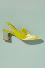 Intentionally Blank Kina Slingback Velvet Mules | gold block heel slingbacks