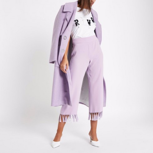 River Island Lilac purple tassel hem crop trousers – cropped fringed pants