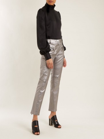 SIES MARJAN Louisa metallic-silver leather biker trousers