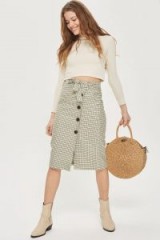 Topshop Midi Checked Button Through Midi Skirt