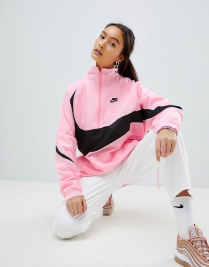 Nike Vaporwave Half Zip Track Jacket In Pink With Large Swoosh – sports jackets