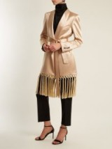 BLAZÉ MILANO Orianda tasseled-hem coat ~ rose-gold statement coats