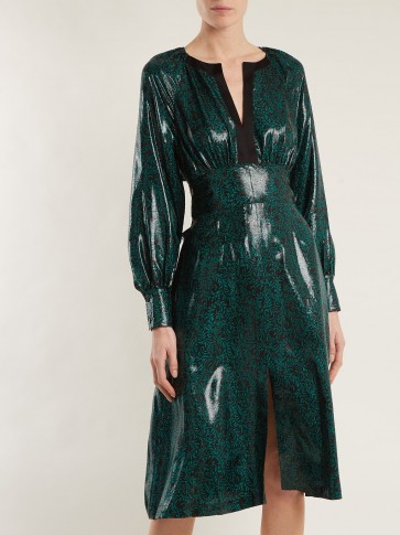 DIANE VON FURSTENBERG Paisley-print silk-blend dress ~ teal-green dresses