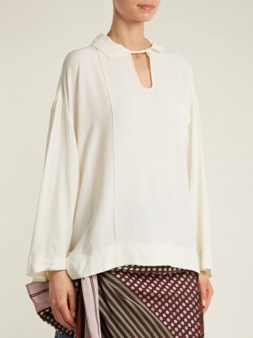 MARNI Patch-pocked washed-crepe blouse ~ chic cream blouses ~ elegance