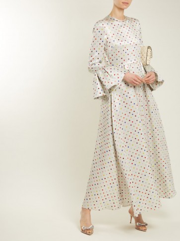 VALENTINO Polka-dot print crepe dress ~ long fit and flare event dresses