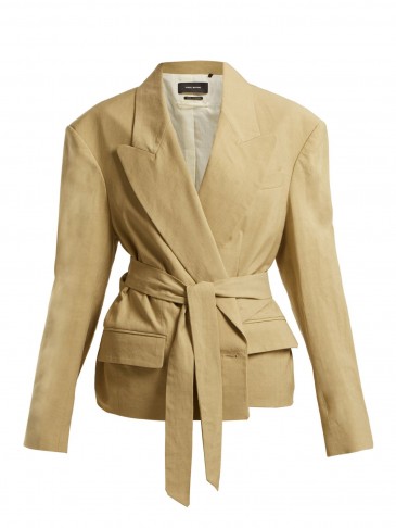 ISABEL MARANT Riller peak-lapel linen-blend jacket ~ casual neutral tone jackets