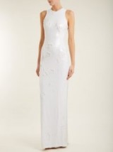 GALVAN Salar white sequin-embellished column gown ~ sleeveless sheath gowns