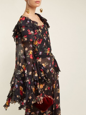 RODARTE Square-neck floral-print silk-blend blouse ~ floaty wide sleeve blouses