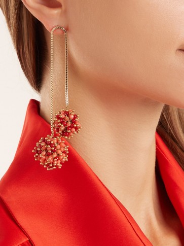 ROSANTICA BY MICHELA PANERO Suono double-drop earrings ~ coral and red beaded statement jewellery
