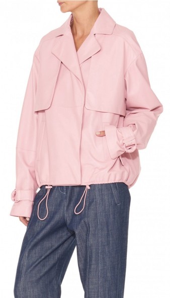 TIBI TISSUE LEATHER MOTO JACKET – pink jackets