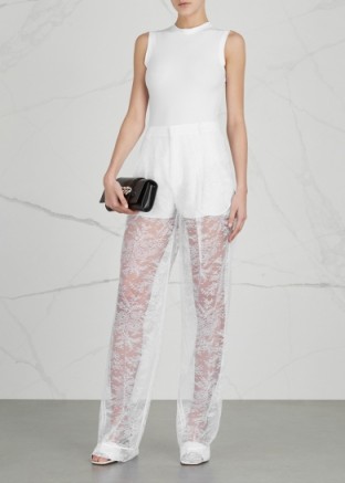 GIVENCHY White wide-leg lace trousers ~ sheer pants