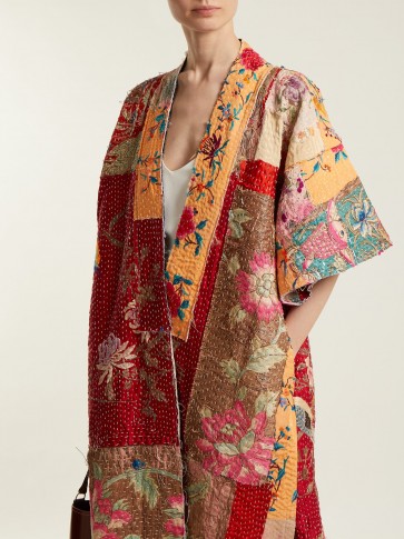 BY WALID Akiko-embroidered panelled-silk kimono ~ patchwork kimonos