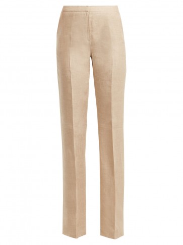 MAX MARA Atlanta beige linen straight trousers