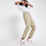 River Island Beige pearl embellished trim chino trousers – casual spring fashion