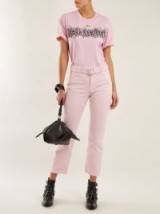 OFF-WHITE Pink Belted straight-leg cropped jeans