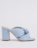 M&S COLLECTION Block Heel Knot Mule Sandals / sky-blue chunky heeled mules