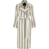 River Island Blue stripe tie waist trench coat ~ striped wrap style coats