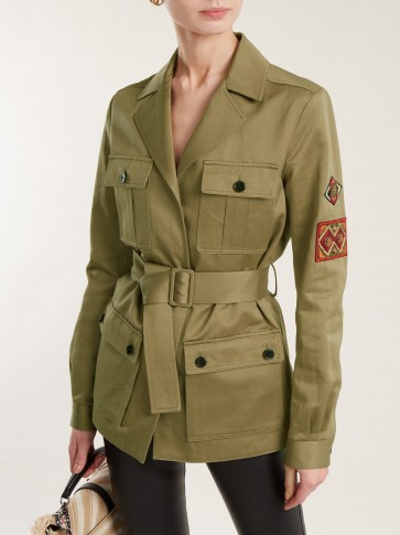 SAINT LAURENT Cargo-pocket belted cotton-linen military jacket ~ casual chic