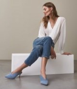 REISS CATALINA SUEDE MULES BLUE / powder-blue high cut mule