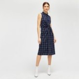 WAREHOUSE CHECK KNOT FRONT SHIRT DRESS / sleeveless twist-front dresses