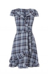 OASIS CHECK TEA DRESS | plaid print frill trim dresses | spring style fashion