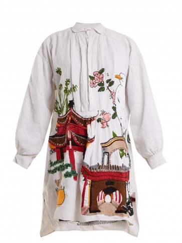 KILOMETRE PARIS Chengdu and Kunming embroidered linen shirtdress ~ oriental inspired embroidery ~ boho shirt dresses