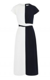 WAREHOUSE COLOUR BLOCK TWIST FRONT DRESS / stylish colourblock dresses