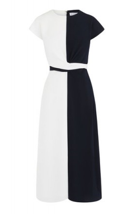 WAREHOUSE COLOUR BLOCK TWIST FRONT DRESS / stylish colourblock dresses