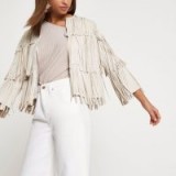 River Island Cream faux suede fringe jacket ~ fringed jackets